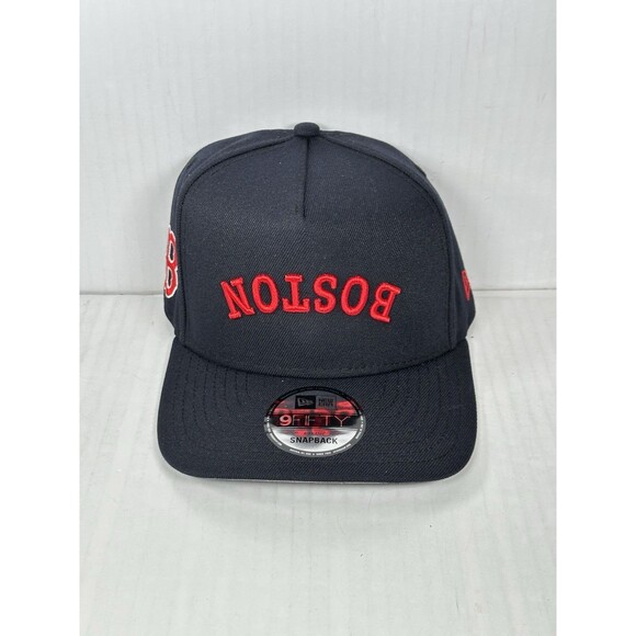 New Era Boston Red Sox 9FIFTY A-Frame Upside Down Snapback Hat Navy/Red NWT - Picture 1 of 5